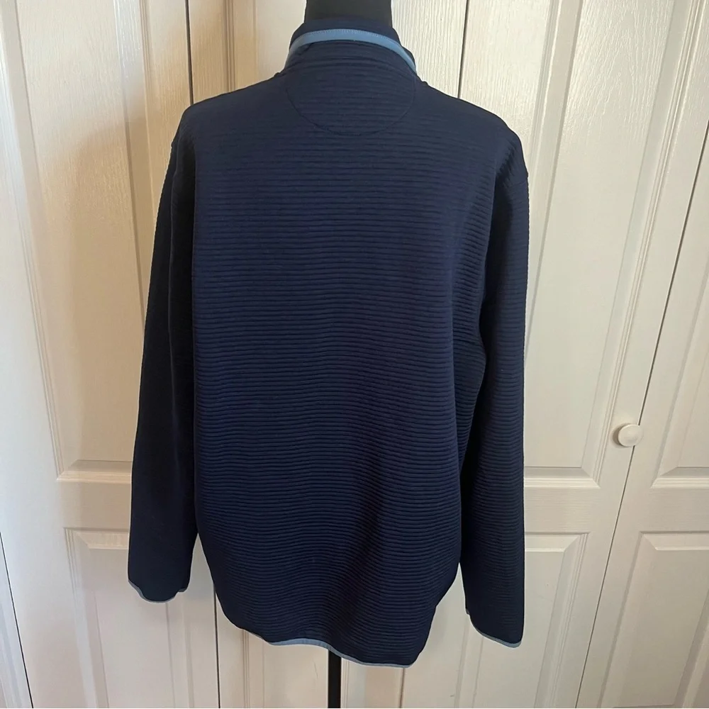 J. Crew Authentic Fleece Quilted 1/4 Button Pullover Jacket Mens Size L Navy